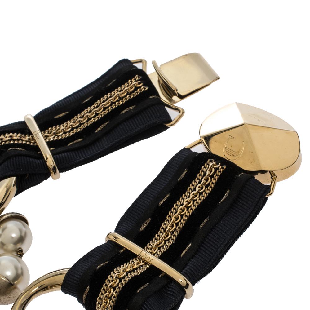 Dior Mise en Dior Faux Pearl Gold Tone Statement Necklace 2