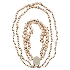 Dior Mise En Dior Pink Faux Pearl & Crystal Silver Tone Layered Necklace