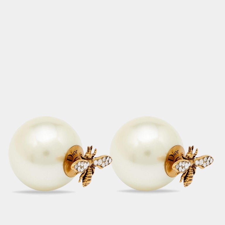 Dior Mise En Dior Tribal Bee Faux Pearl Stud Earrings For Sale at 1stDibs