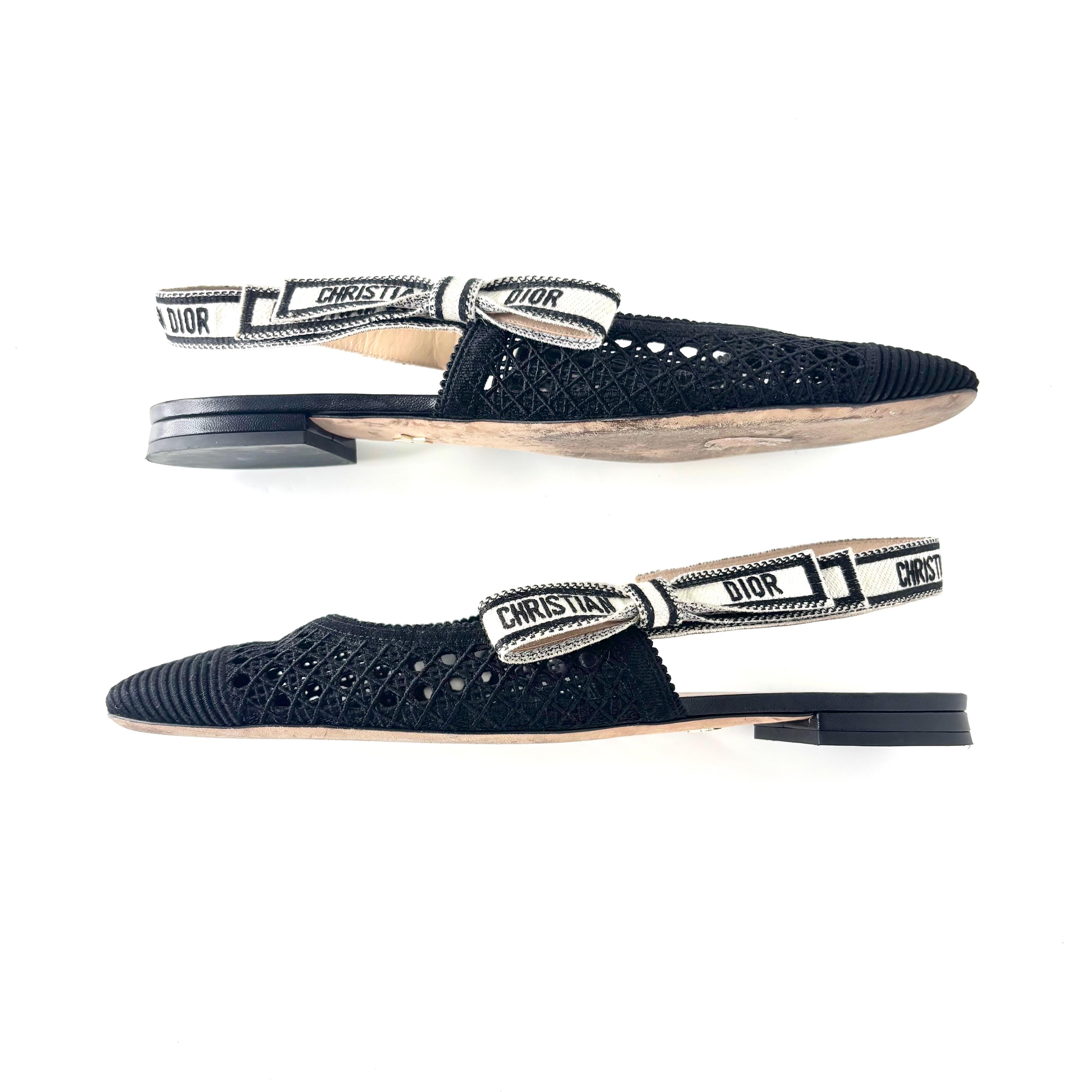 Dior & Moi Cannage Mesh Sandalias Flatsback Negras 41 Negro en venta