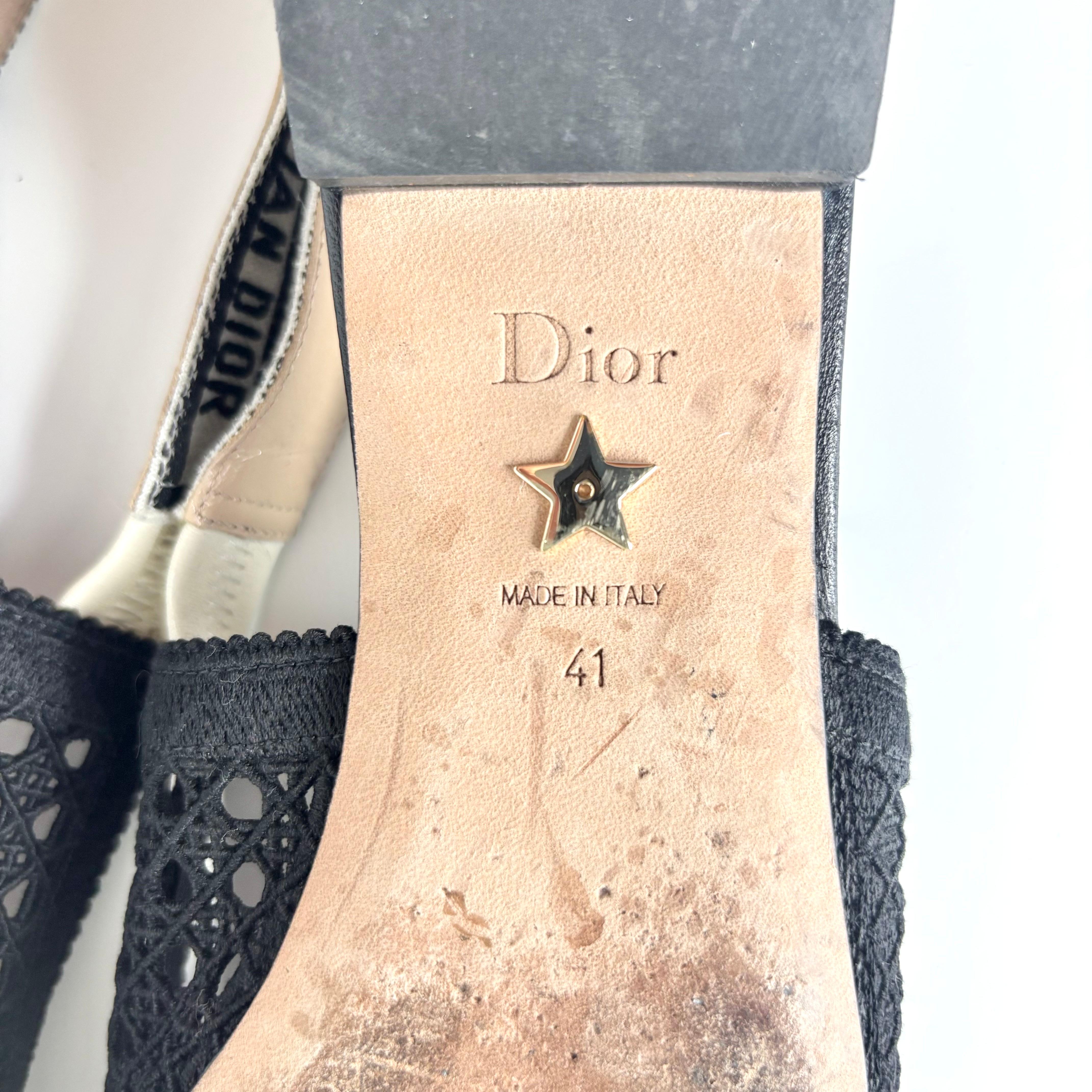 De las mujeres Dior & Moi Cannage Mesh Sandalias Flatsback Negras 41 en venta