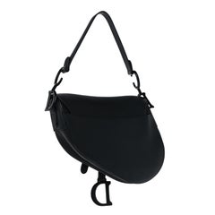 Dior Monochrome Ultramatte Black Calfskin Saddle Bag