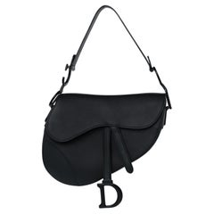 Dior Monochrome Ultramatte Black Calfskin Saddle Bag