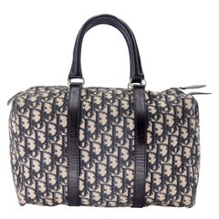 Bostoner Jacquard-Umhängetasche mit Monogramm aus Segeltuch und Leder CD-0619N-0002