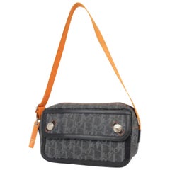 Dior Monogram Denim 228207 Navy X Orange Coated Canvas Shoulder Bag