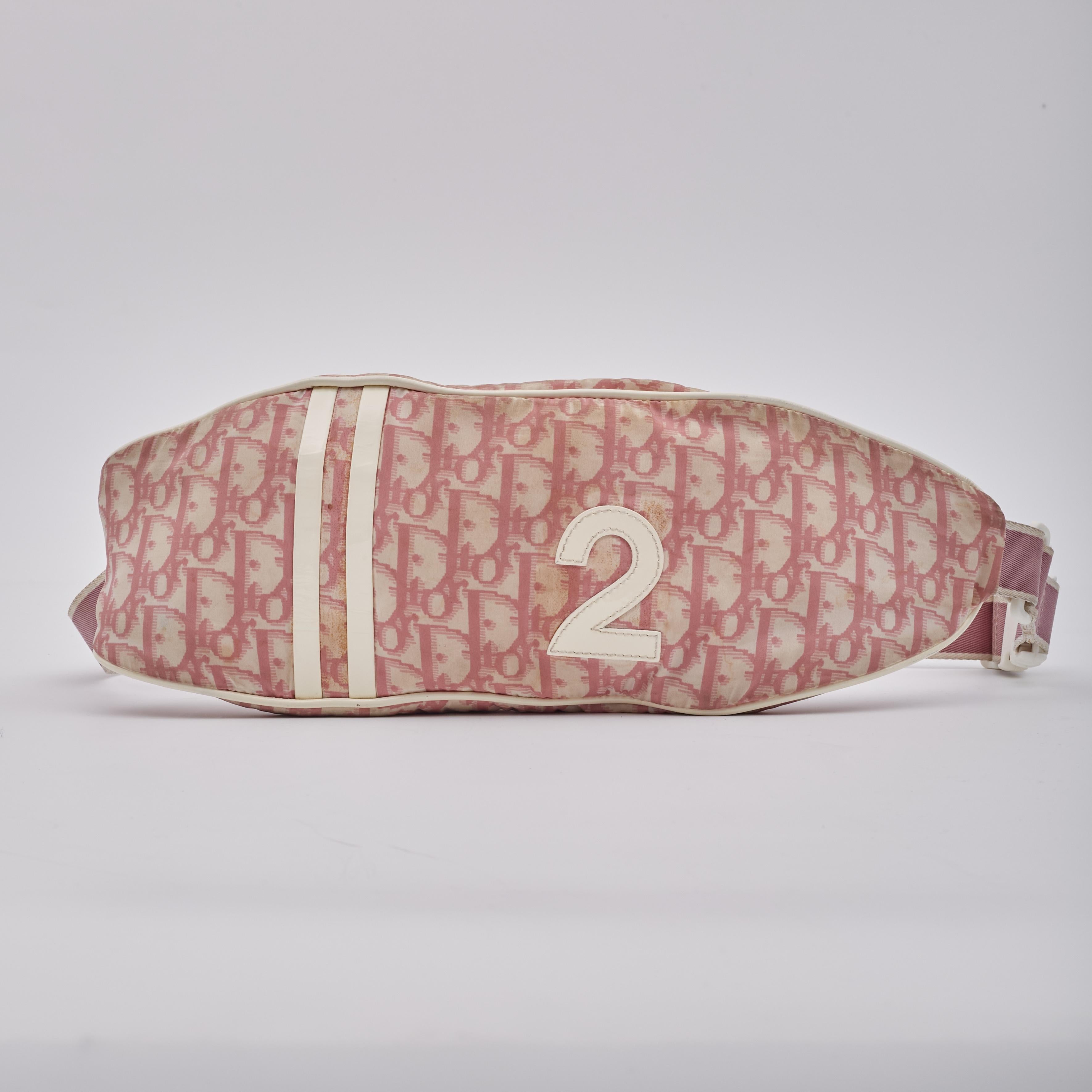 Beige Dior Monogram Diorissimo Pink Canvas No 2 Girly Bum Bag For Sale