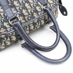 Dior Monogram Oblique Signature Trotter Boston 869367 Blue Canvas Satchel