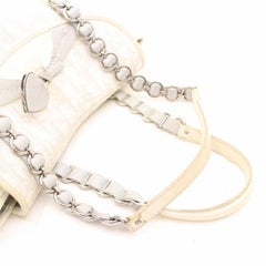 Dior Monogram Oblique Signature Trotter Chain Satchel 868593 White Coated Canvas
