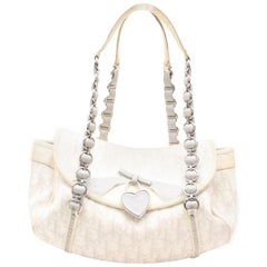 Dior Monogram Oblique Signature Trotter Chain Satchel 868593 White Coated Canvas