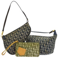 Dior Monogram Oblique Signature Trotter Saddle Wholesale Set 865958 Navy Canvas