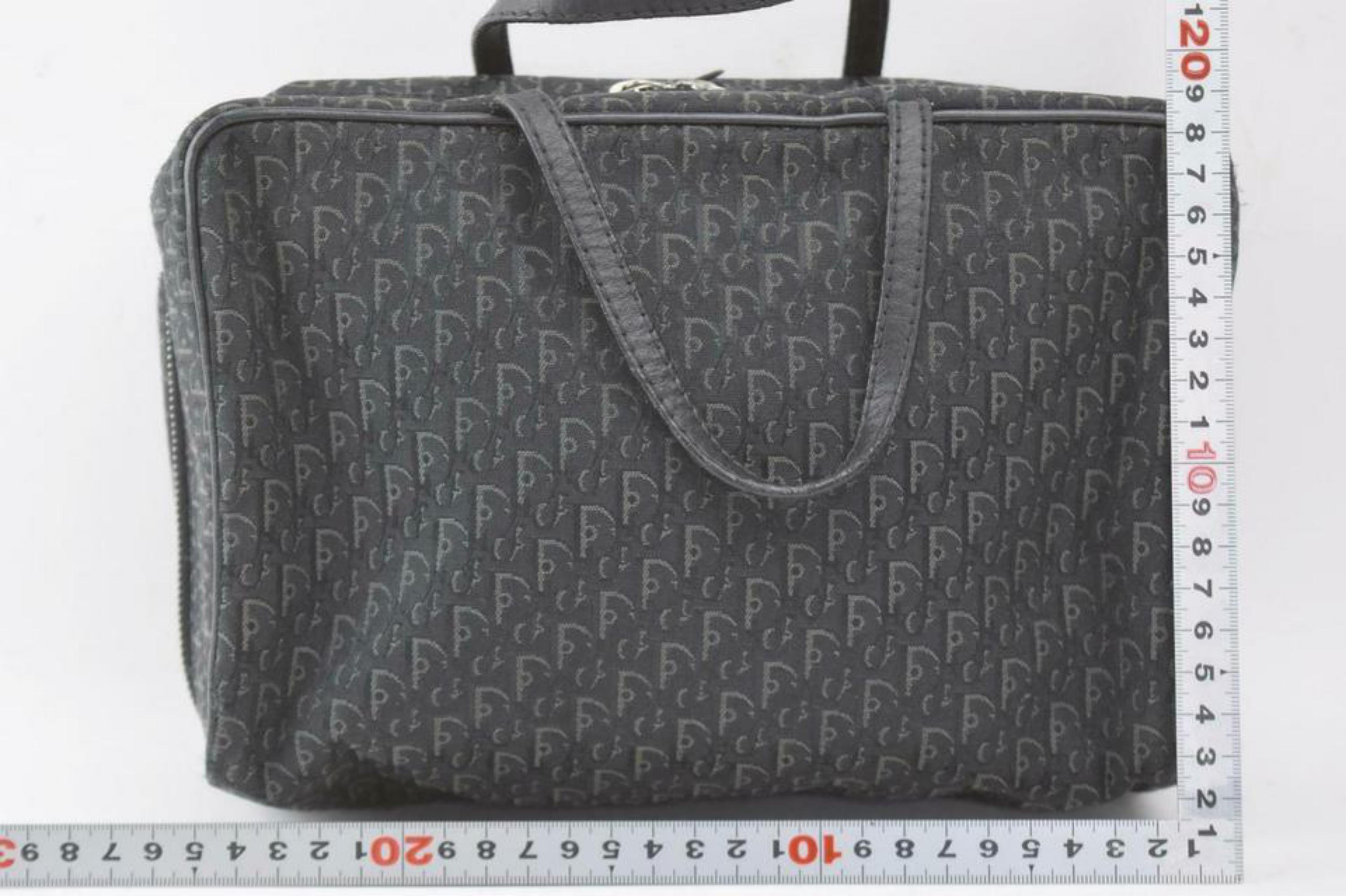 Dior Monogram Oblique Trotter Signature  Satchel 870258 Black Canvas Travel Bag In Good Condition For Sale In Forest Hills, NY