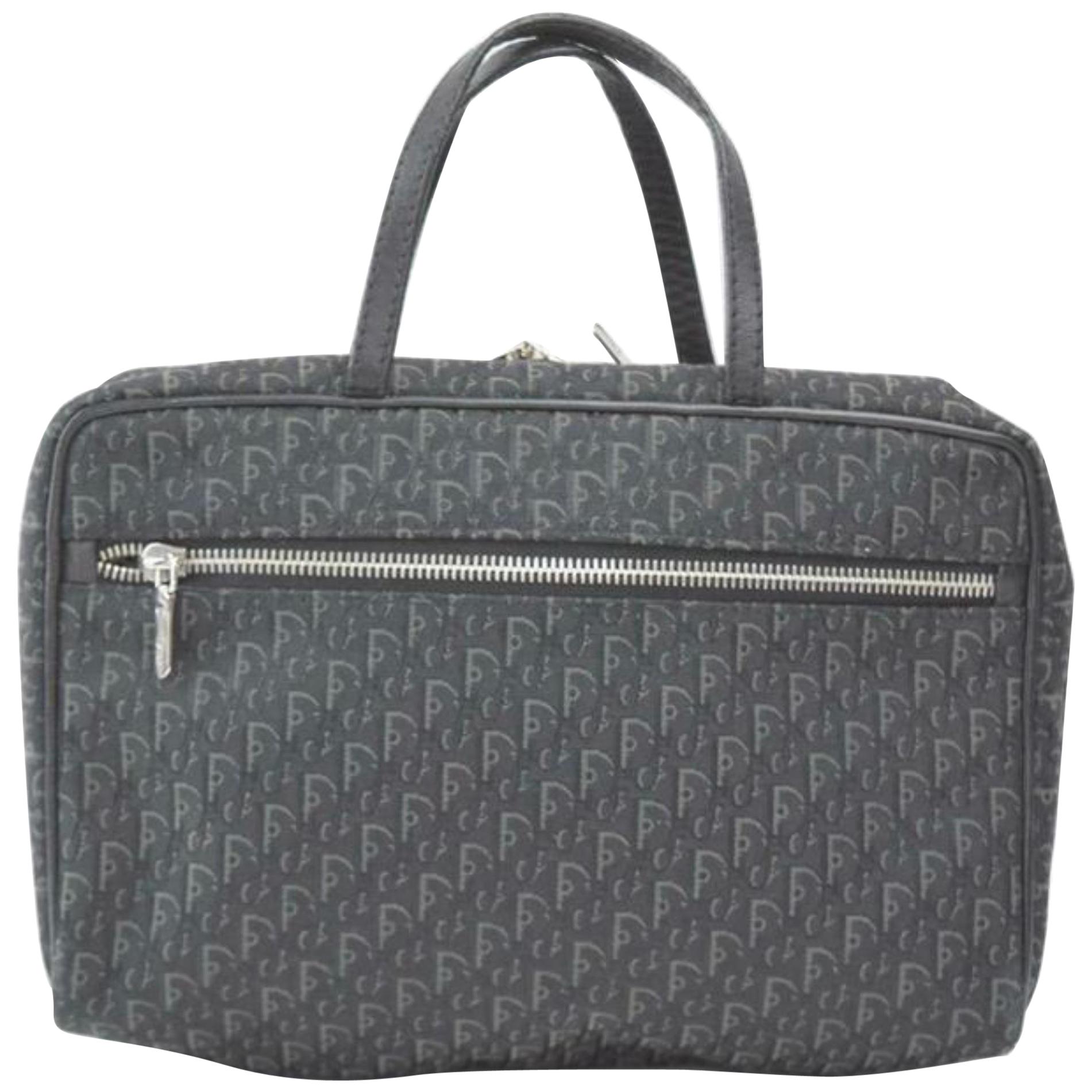 Dior Monogram Oblique Trotter Signature  Satchel 870258 Black Canvas Travel Bag For Sale