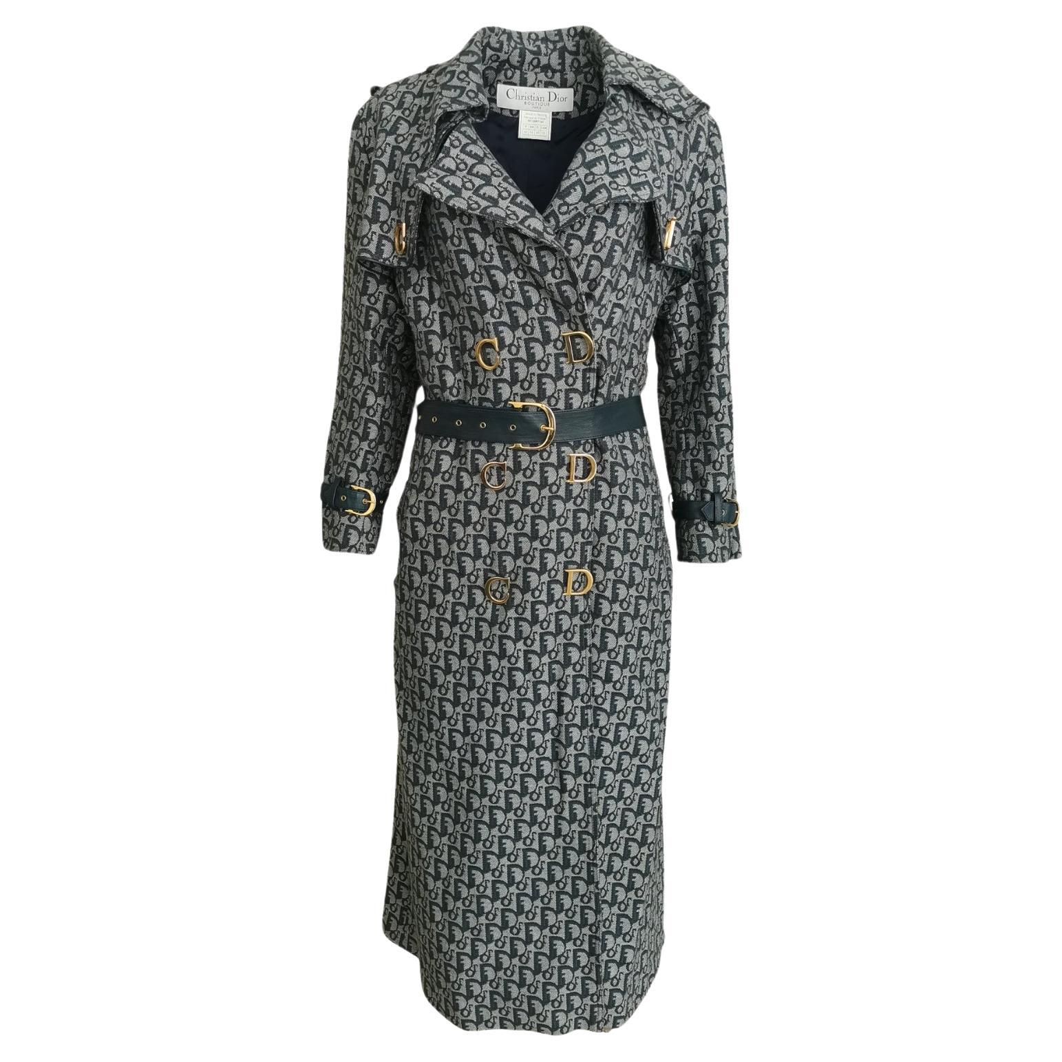 Dior monogram runway trench coat, FW 2000 For Sale