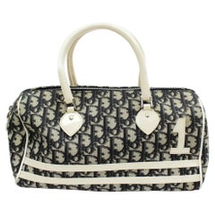 Dior Monogram Trotter Boston Girly Chic No. 1 872938 Navy Coated Canvas Satchel