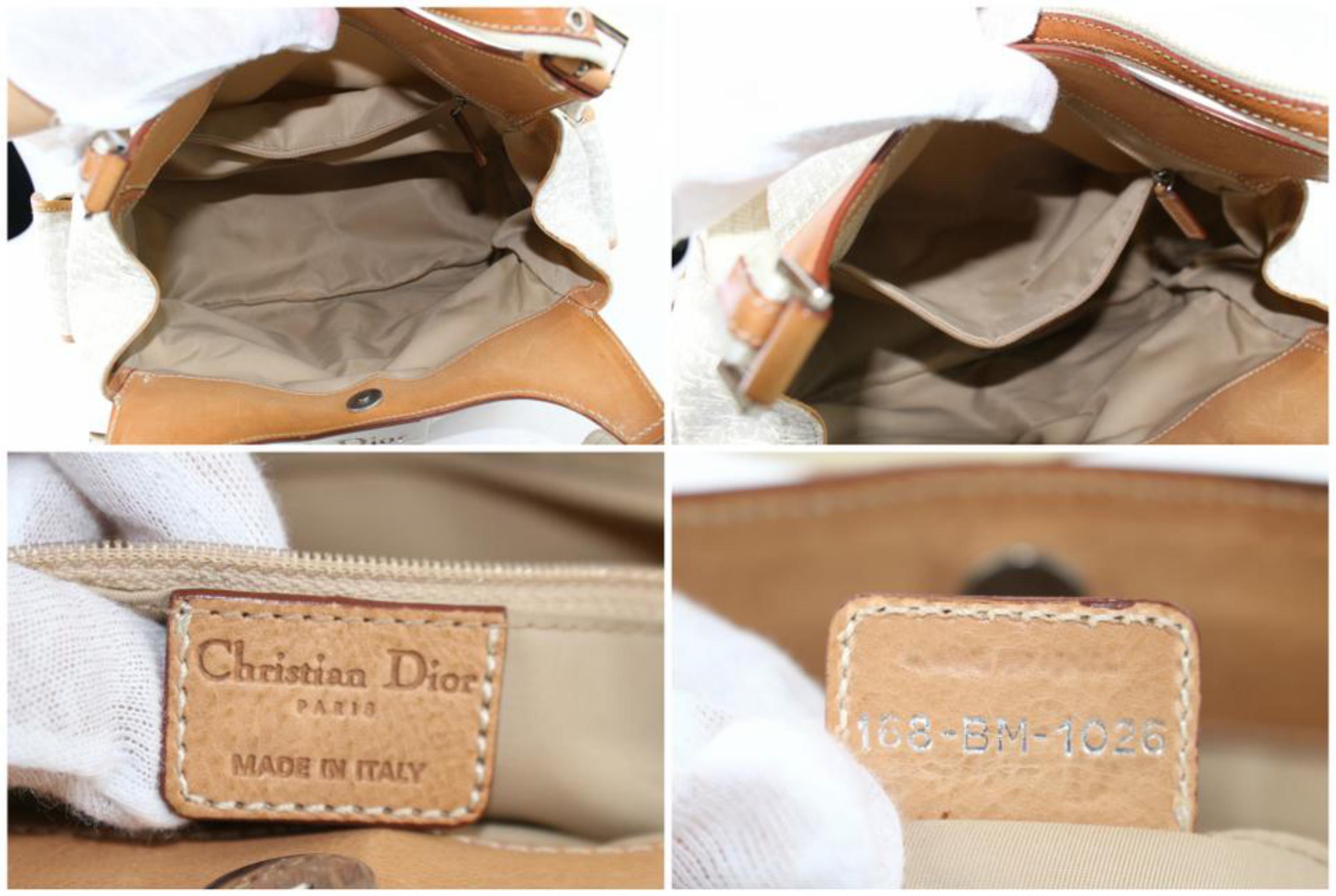 Beige Dior Monogram Trotter Fun Diorissimo 4dz0802 Ivory Canvas Hobo Bag For Sale