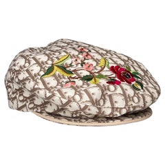 Dior Monogram Trotter Logo Embroidery Flower Paper Boy Beret Hat