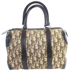 Christian Dior Vintage Boston Bag, Brown Monogram Canvas with Black Leather  Trim, Preowned No Dustbag WA001