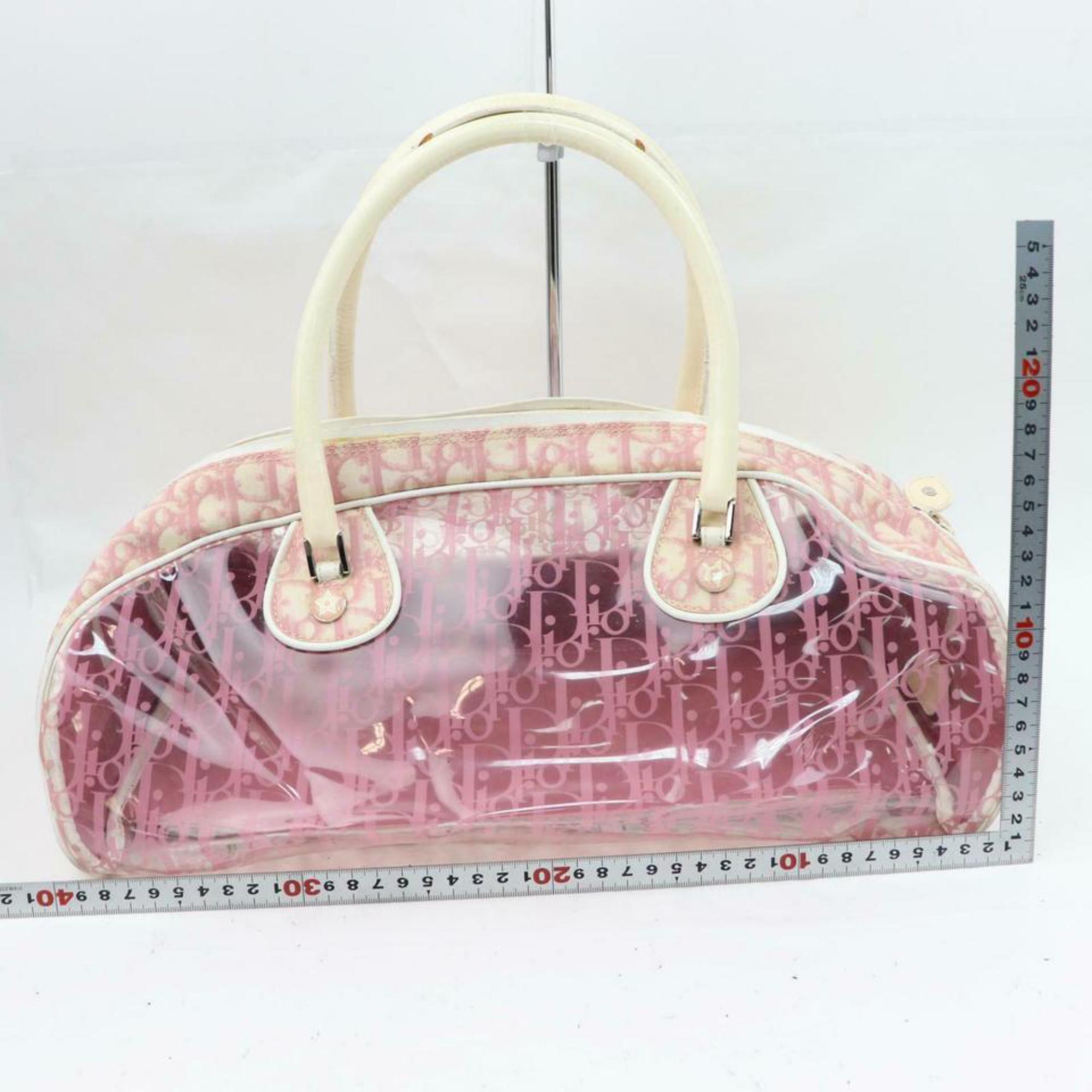 Dior Monogram Trotter Oblique Signature Boston 870444 Pink Coated Canvas Satchel For Sale 1