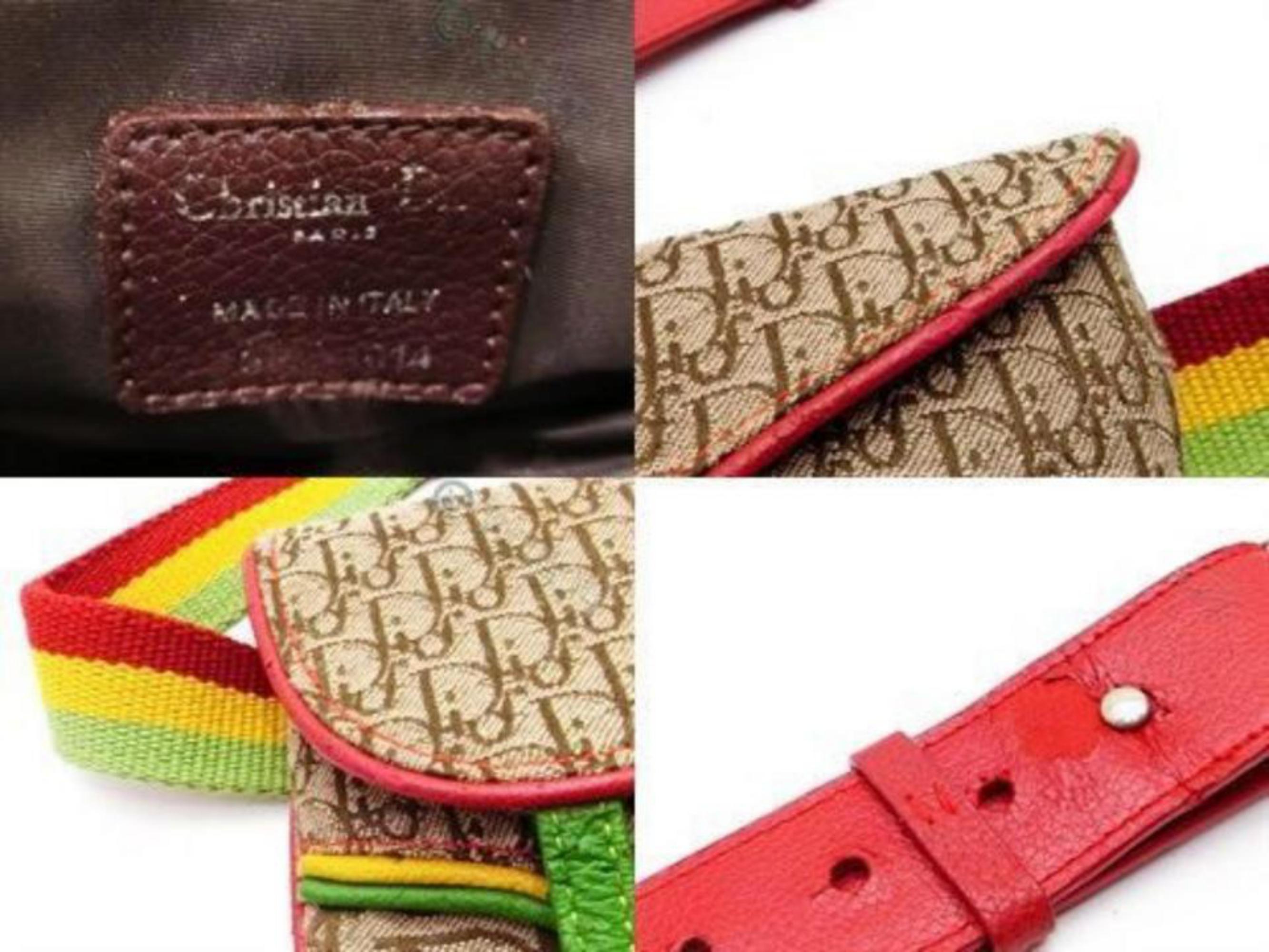 Dior Monogram Trotter Rasta Waist Pouch Bumbag 241080
Date Code/Serial Number: Rubbed Off 014
Made In: Italy
Measurements: Length:  6