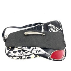 Dior Montaigne Chris 1947 Black Leather Cadillac Poker Print Bejeweled Shoulder