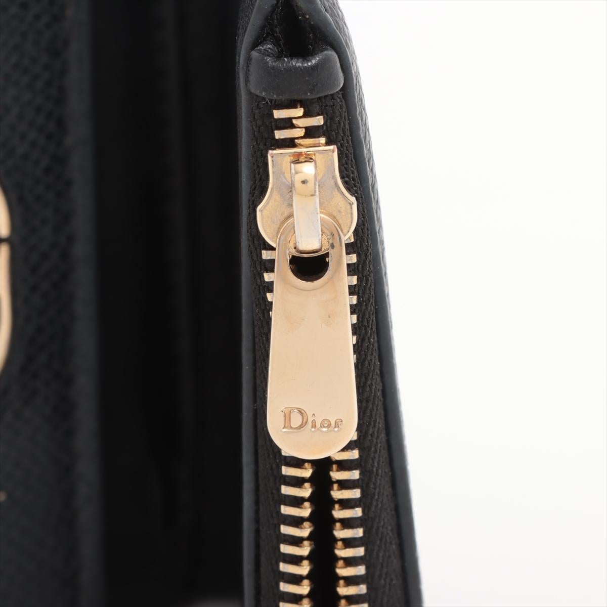 Dior Montaigne Leather Trifold Wallet Black en vente 7