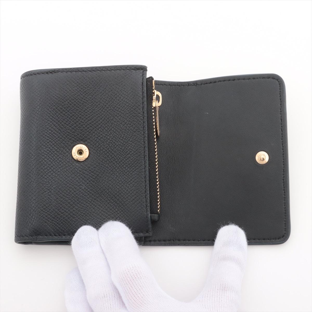 Dior Montaigne Leather Trifold Wallet Black For Sale 1