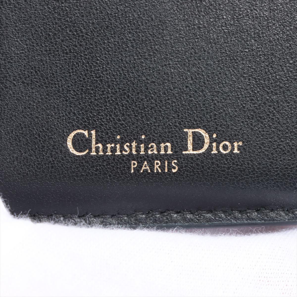 Dior Montaigne Leather Trifold Wallet Black For Sale 5