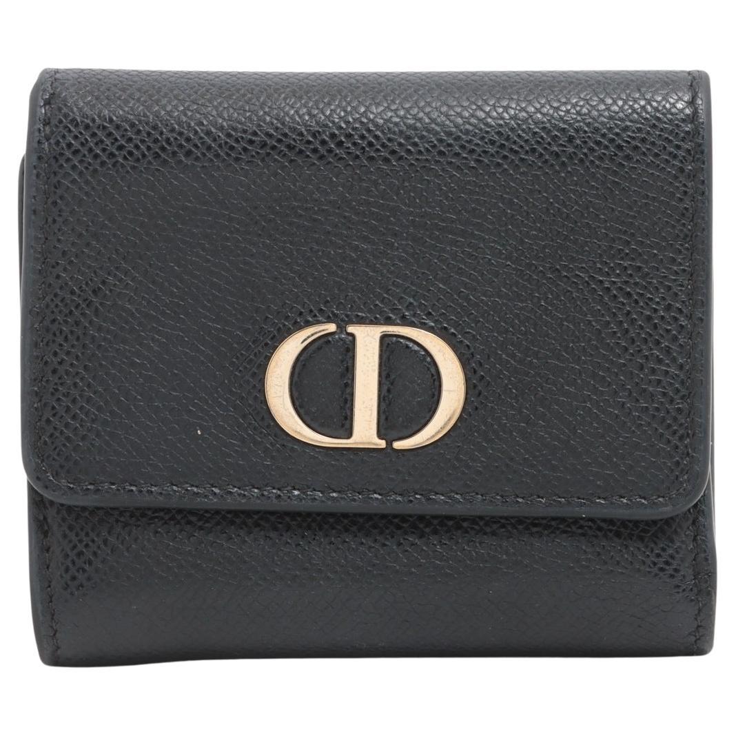 Dior Montaigne Leather Trifold Wallet Black For Sale