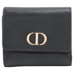 Dior Montaigne Leder Trifold Geldbörse Schwarz