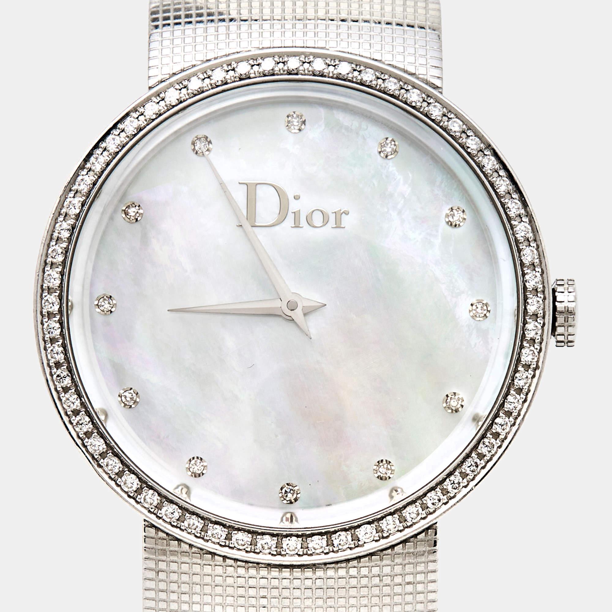 Dior Mother of Pearl Diamond Stainless Steel La D De Dior CD042111M002 Women's W 1