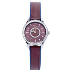 Dior Mother Of Pearl Diamond Stainless Steel Leather Women's Wristwatch 32 mm