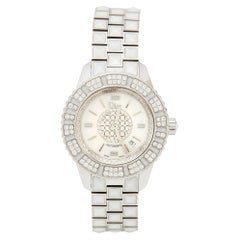Dior Mother Of Pearl Diamonds Stainless Steel Christal Women's Wristwatch 33 mm