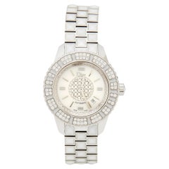 Dior Mother Of Pearl Diamonds Stainless Steel Christal Women's Wristwatch 33 mm