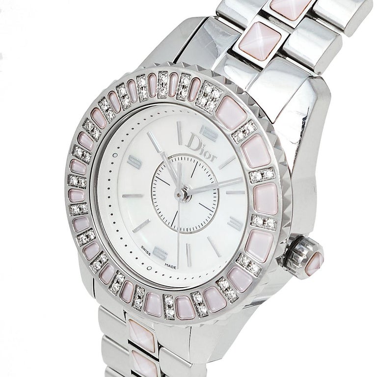 Dior Mother of Pearl Stainless Steel Christal Women's Wristwatch 28 mm ...