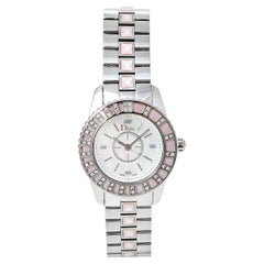 Dior Montre-bracelet Christal en acier inoxydable et nacre pour femme 28 mm