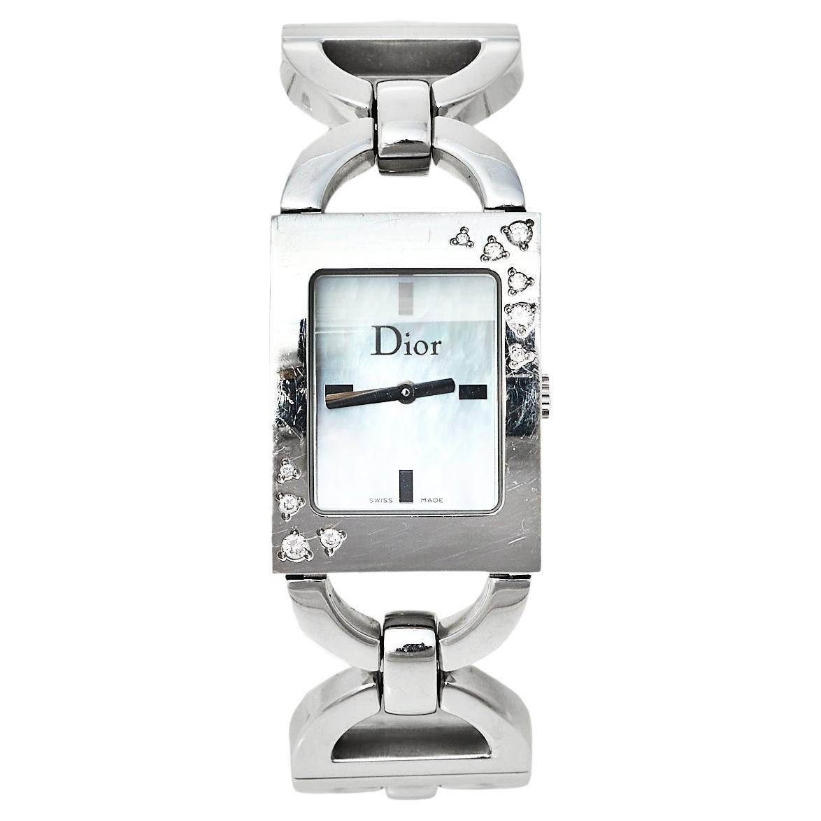 Dior Mother Of Pearl Stainless Steel Diamond Malice Women's Wristwatch 19 mm