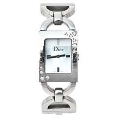 Dior, montre-bracelet pour femme Malice en nacre et acier inoxydable avec diamants, 19 mm