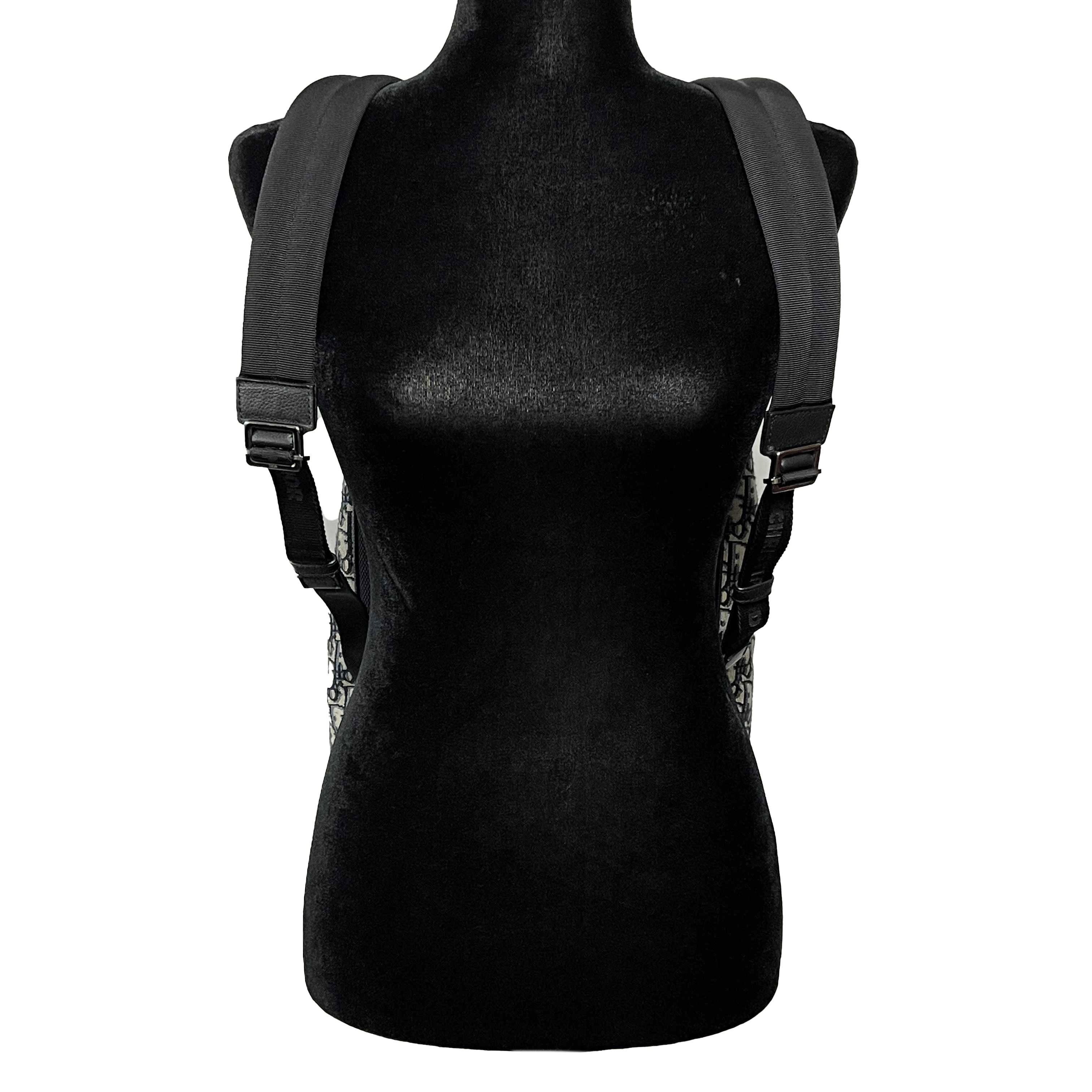 Black DIOR Motion Backpack Oblique Jacquard Grained Calfskin Leather