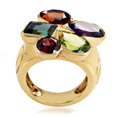 Dior Multi-Gemstone 18 Karat Yellow Gold Cluster Ring