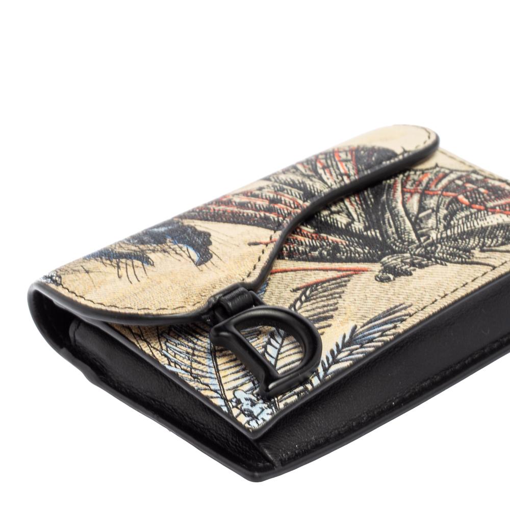 Dior Multicolor Butterfly Print Leather Saddle Card Holder 2