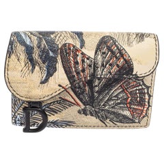 Dior Mehrfarbiger Sattel-Kartenhalter aus Leder mit Schmetterlingsdruck
