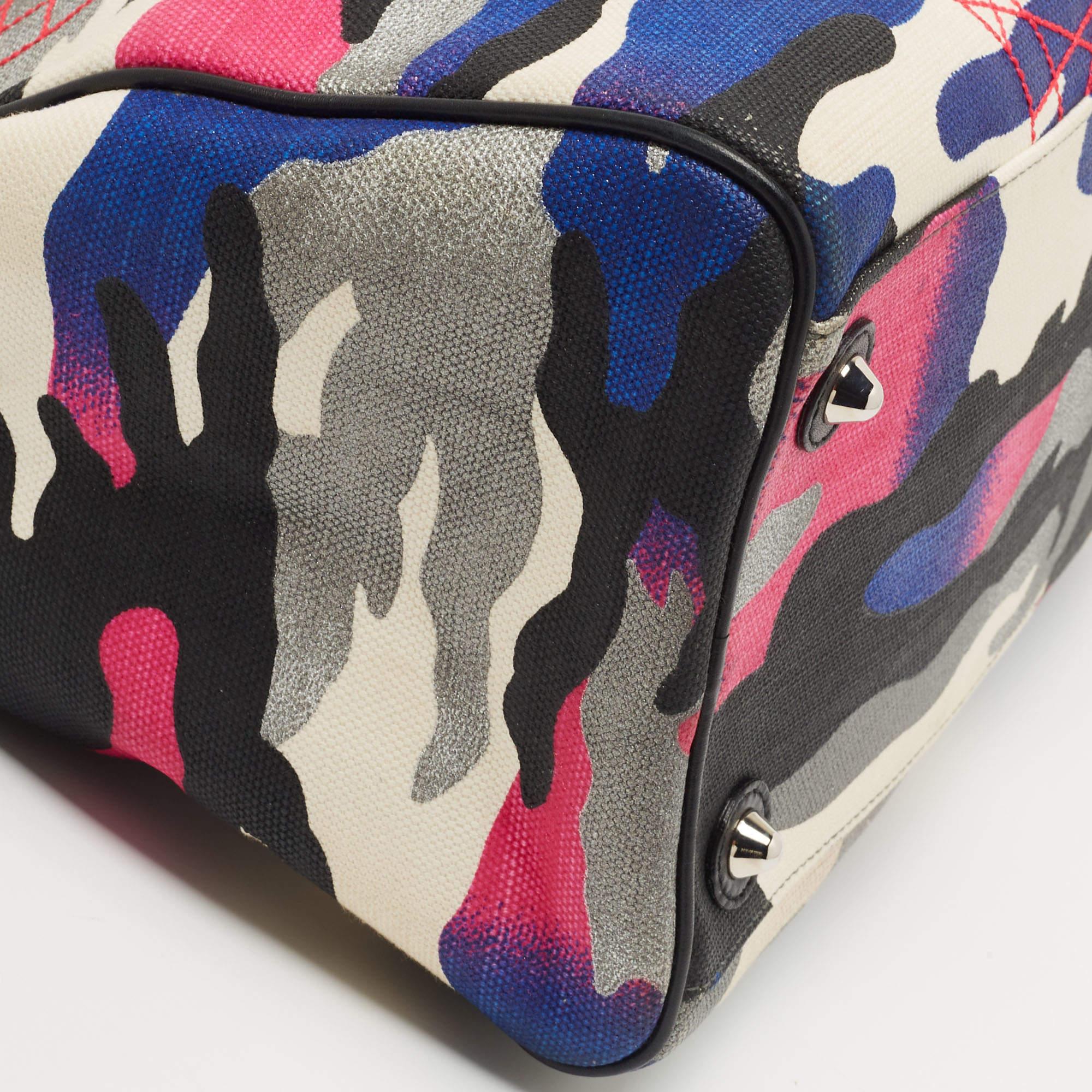 Dior Multicolor Camouflage Canvas Anselm Reyle Boston Bag 6