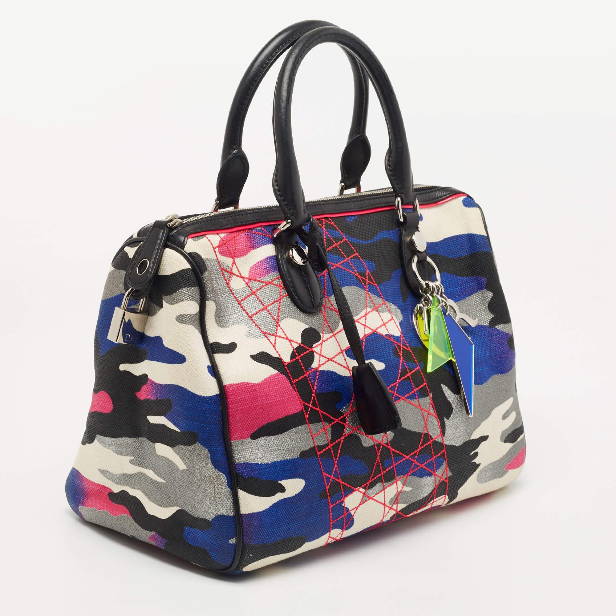 Women's Dior Multicolor Camouflage Canvas Anselm Reyle Boston Bag