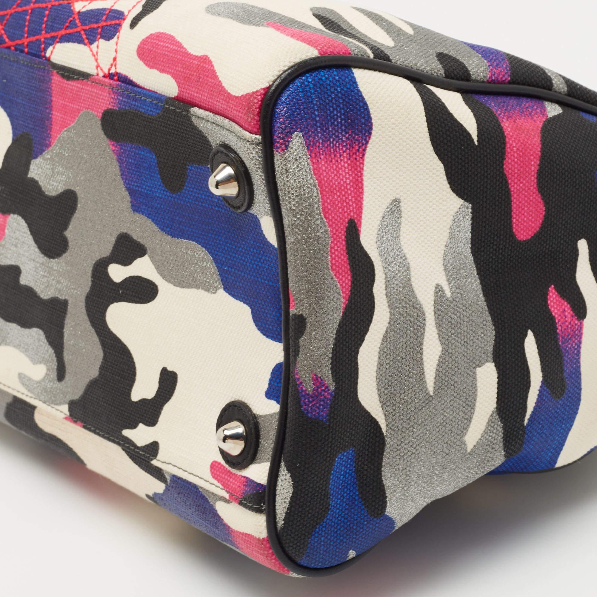 Dior Multicolor Camouflage Canvas Anselm Reyle Boston Bag 4