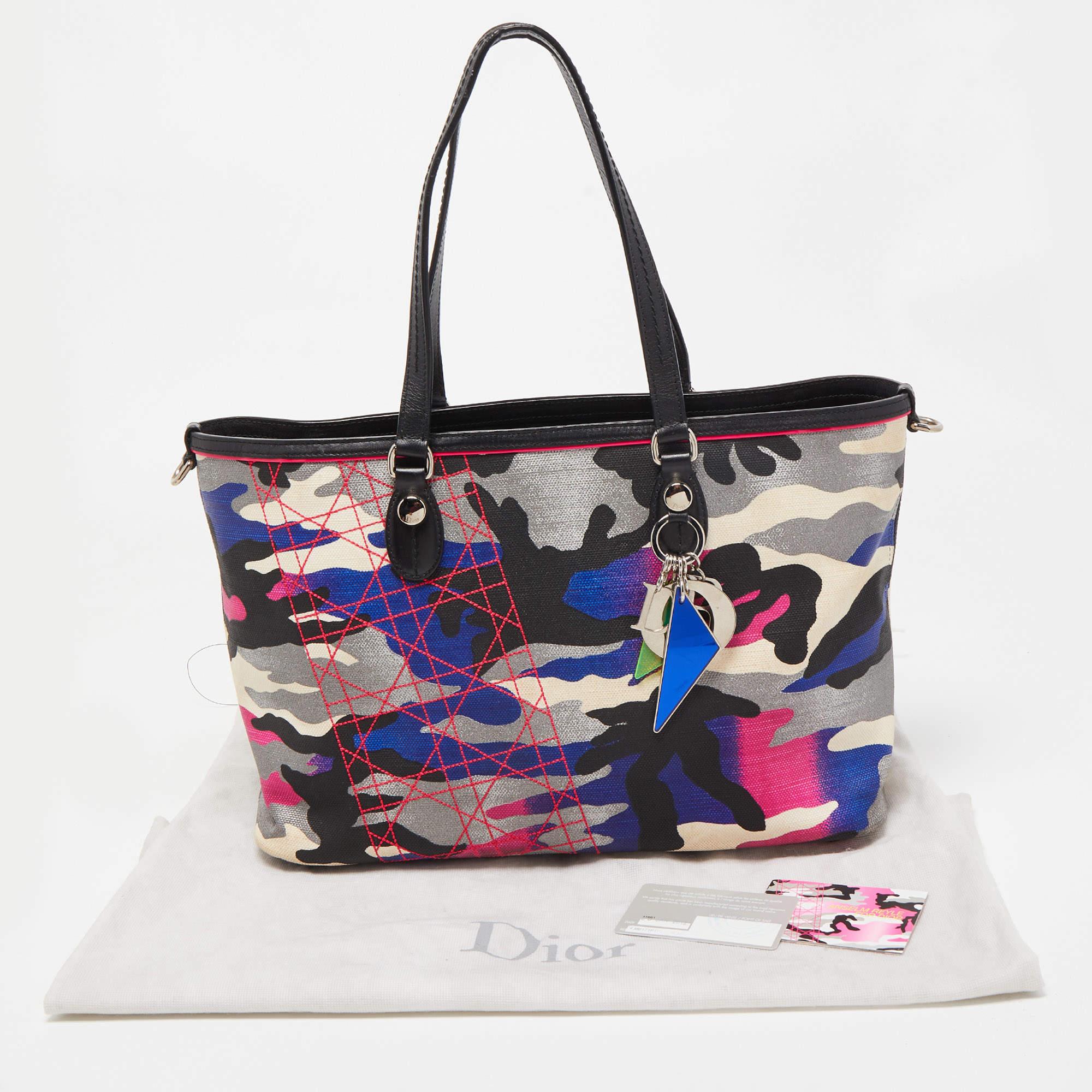 Dior Multicolor Camouflage Coated Canvas and Leather Anselm Reyle Tote 10