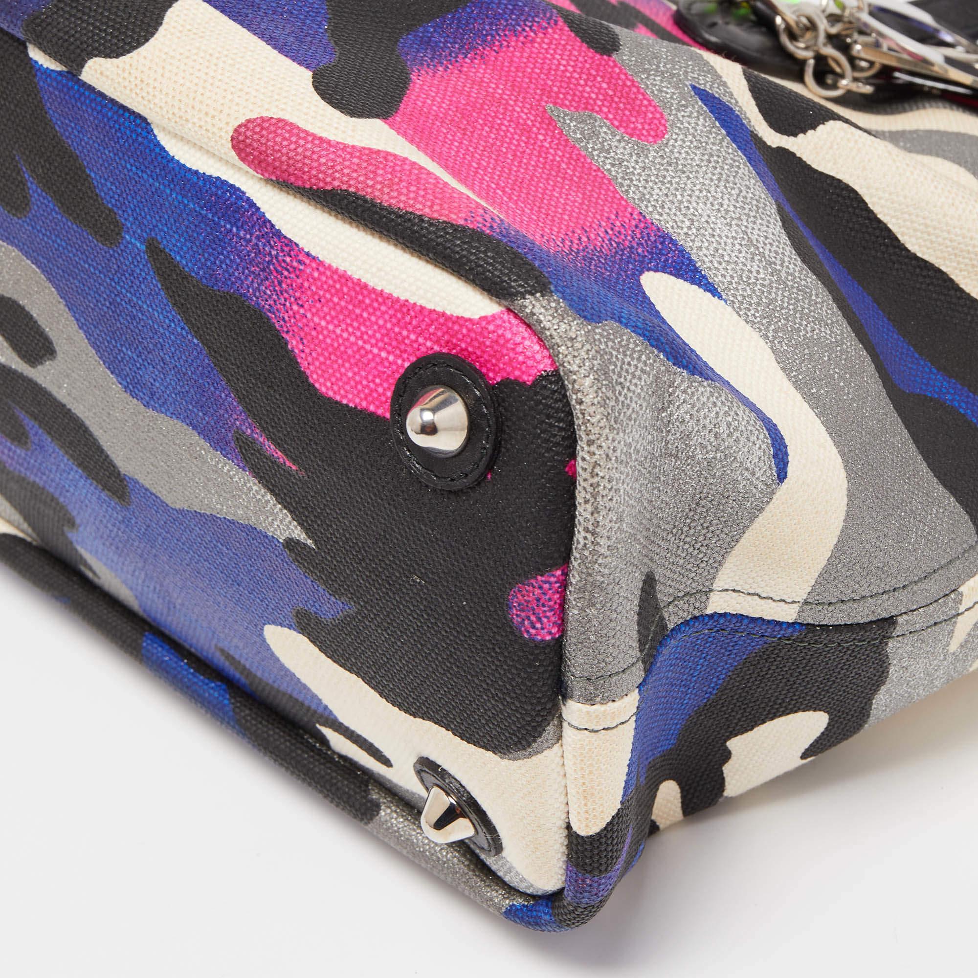 Dior Multicolor Camouflage Coated Canvas and Leather Anselm Reyle Tote 4