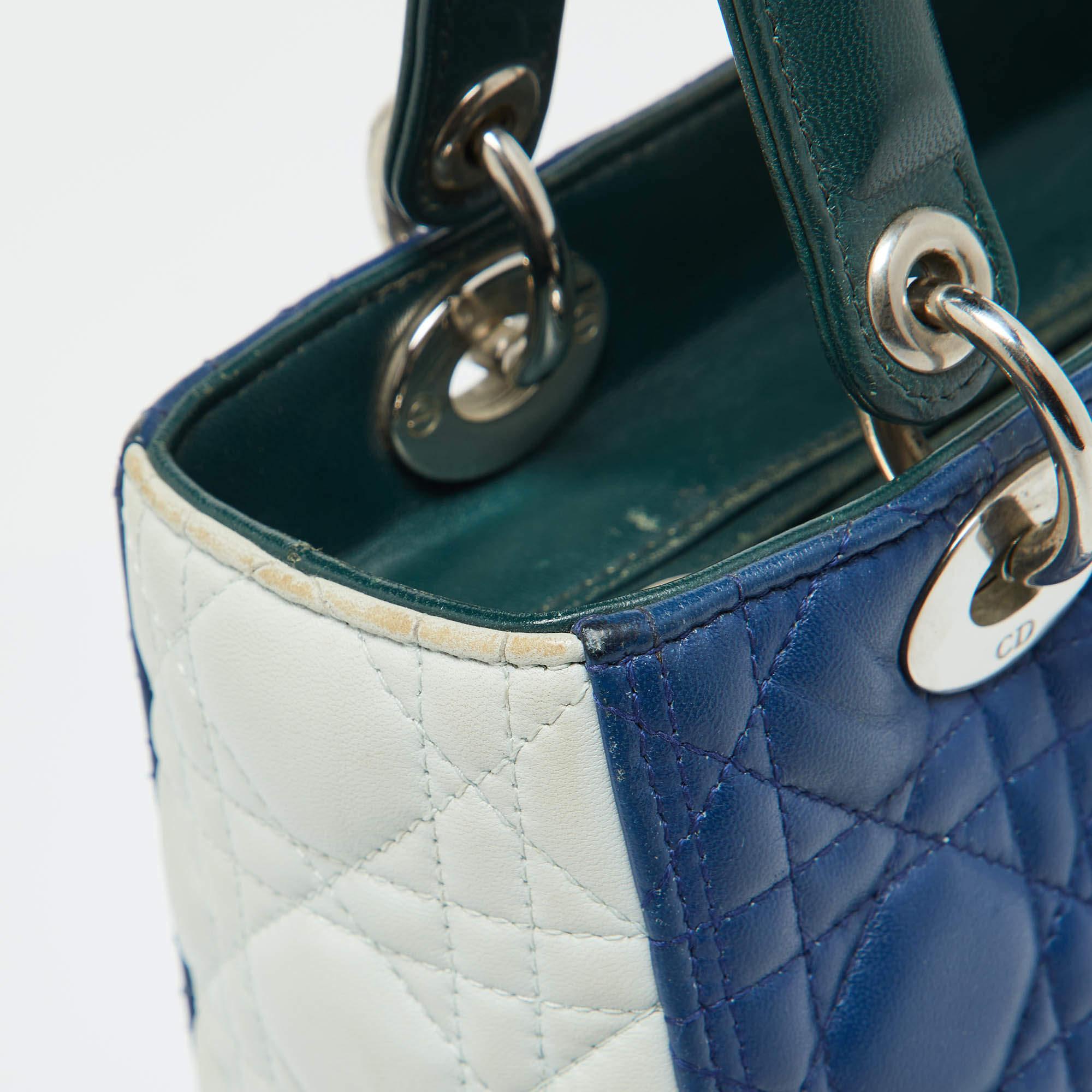 Dior Multicolor Cannage Leather Medium Lady Dior Tote For Sale 2
