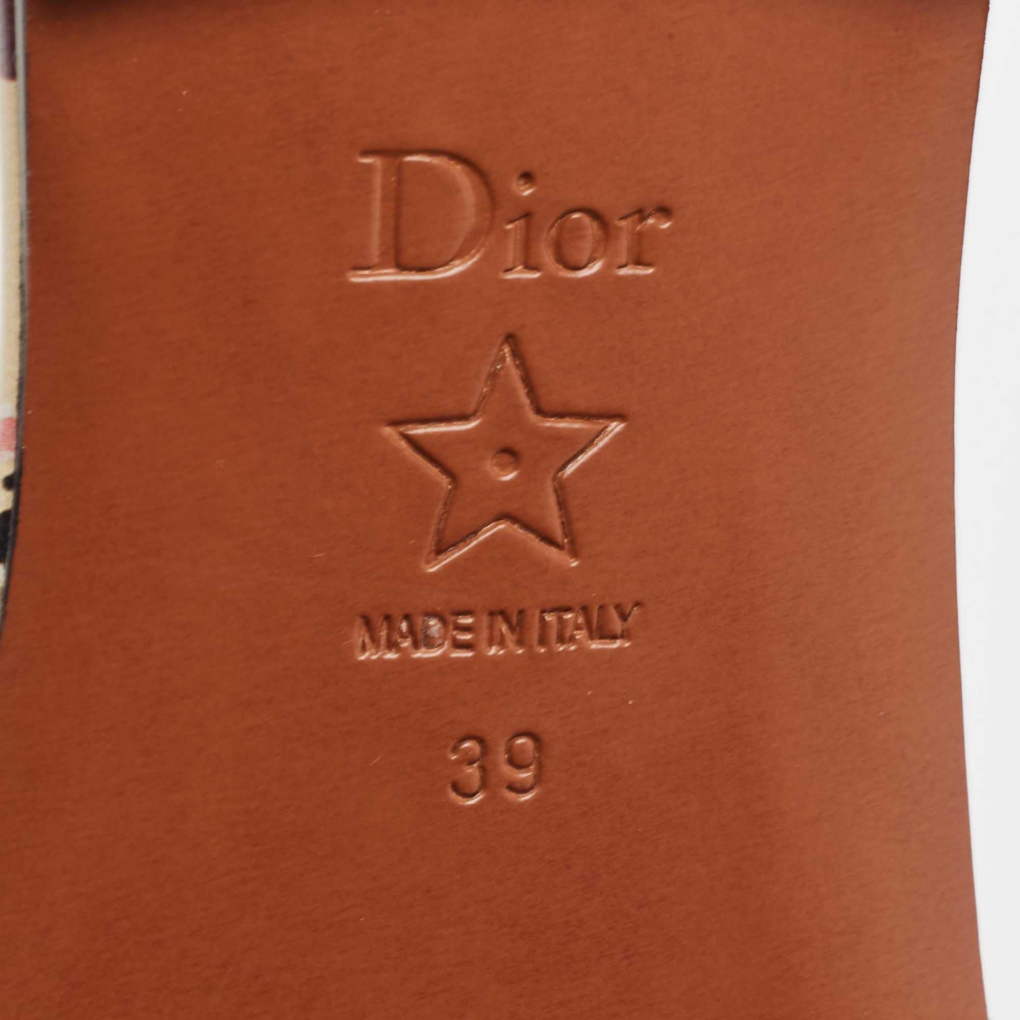 Women's Dior Multicolor Canvas Dway Flat Slides Size 39