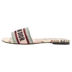 Dior Multicolor Canvas Dway Flat Slides Size 39