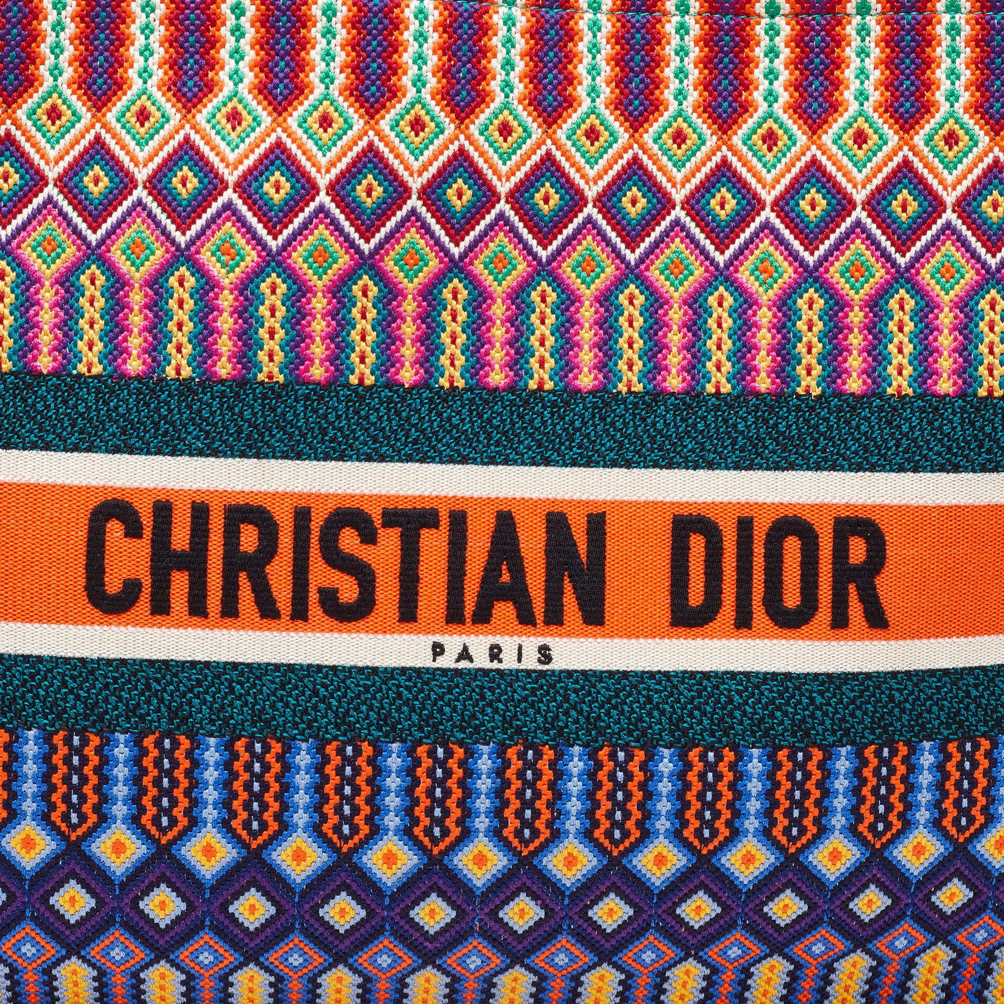 Dior Multicolor Embroidered Canvas Large Book Tote 4